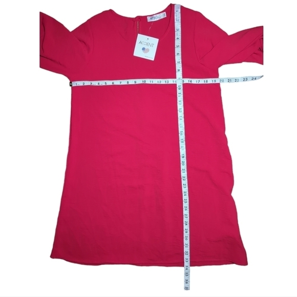 NWT Accent Balloon Sleeve Red Mini Dress Size S/M - Picture 5 of 6